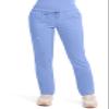 Cherokee Scrubs for Women Mid Rise Tapered Leg Drawstring Pant with 5 Pockets, Cargo Bottom with 2 Way Stretch Fabric - WW105P, L Petite, Ciel Blue view 1