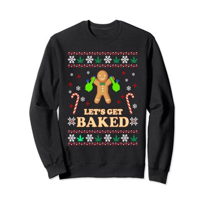 Stoners Ugly Christmas Sweatshirt - Weed Loving Baked Gift