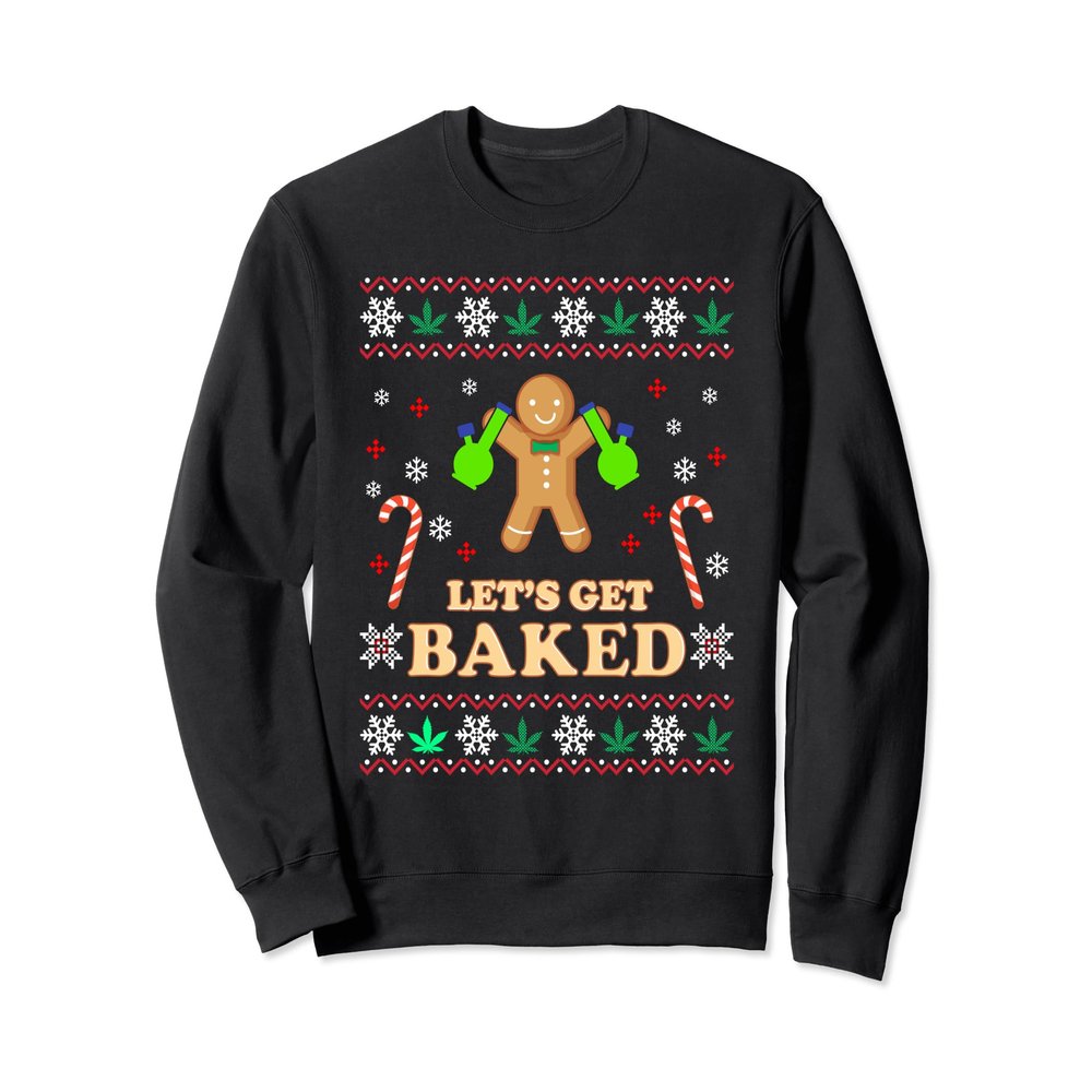 Stoners Ugly Christmas Sweatshirt - Weed Loving Baked Gift