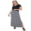ellos Plus Size Knit Maxi Skirt - L, Black White Floral view 1