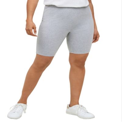 ellos Plus Size Cotton Spandex Bike Shorts - 26/28, Heather Grey