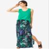 ellos Plus Size Knit Maxi Skirt - 5X, Black White Floral view 3