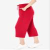 Woman Within Plus Size Petite Sport-Knit Pull-On Capri Pants - 3X, Vivid Red view 4