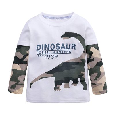 Baby Toddler Girls Boys Sweatshirt Shirts Clothes 1-7 Years Old Kids Camouflage Cartoon Dinosaur T-Shirt Tops (3-4 Years Old, White)