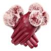 Warm Women Leather Gloves with Fleece or Cashmere Lining Touchscreen for Texting Driving Cycling Winter (Red) view 1