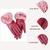 Warm Women Leather Gloves with Fleece or Cashmere Lining Touchscreen for Texting Driving Cycling Winter (Red) view 2