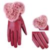 Warm Women Leather Gloves with Fleece or Cashmere Lining Touchscreen for Texting Driving Cycling Winter (Red) view 3