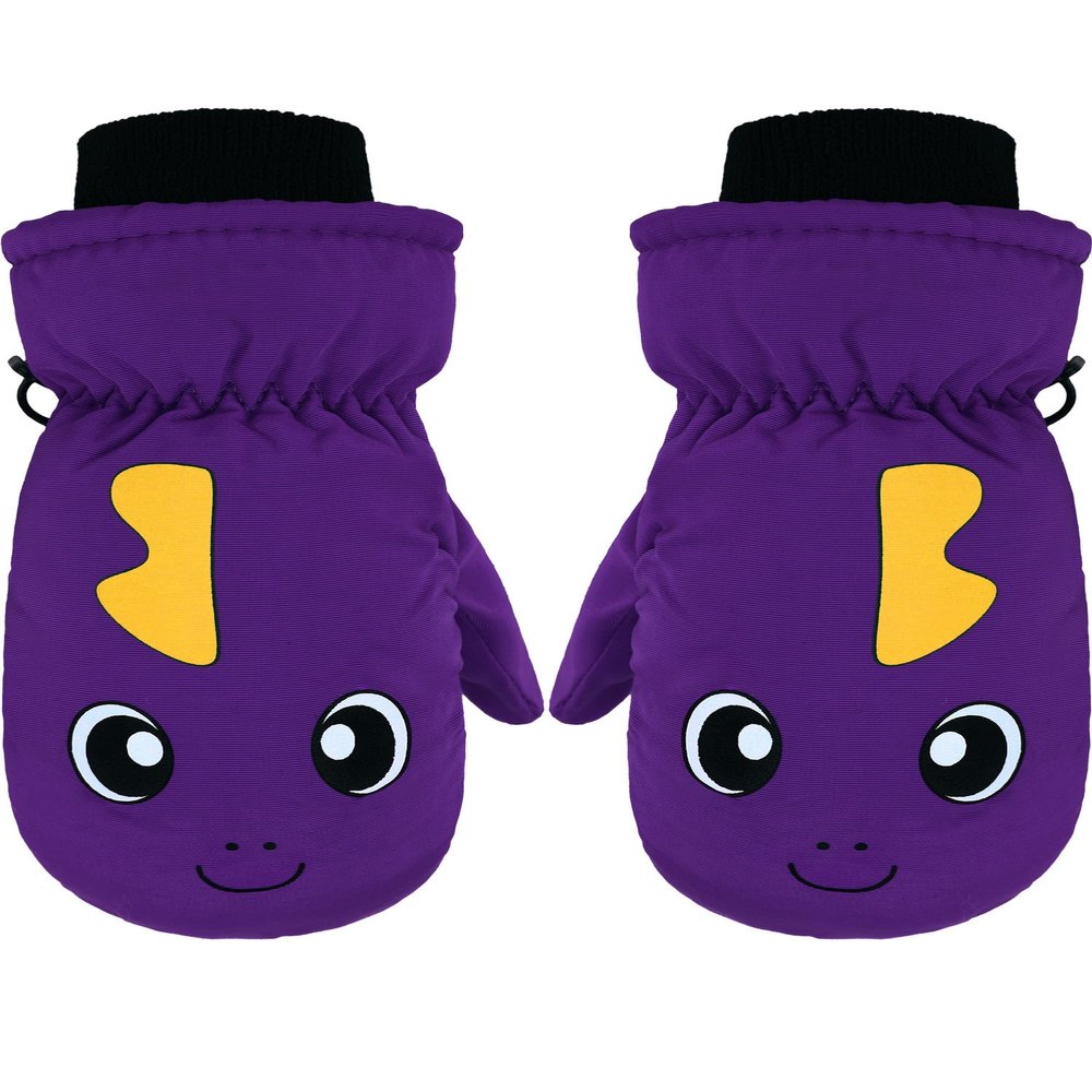 Boao Kids Snow Ski Mittens Winter Gloves Warm Waterproof Mittens Gloves for Girls and Boys(for 3-6 Years Old,Goldfish,Purple)