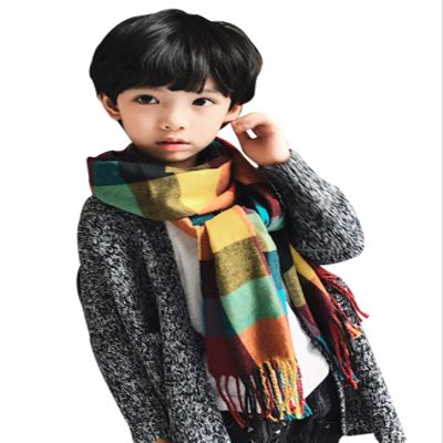 Jueshanzj Children's Imitated Cashmere Fabric Scarves Blue Orange One Size(63X13inch)