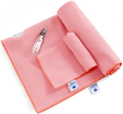 IUGA Yoga Towel for Hot Yoga Non Slip Extra Thick Yoga Mat Towel + Hand Towel 2in1 Set with Corner Pockets Super Absorbent and Quick Dry Hot Yoga Towel
