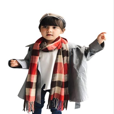 Jueshanzj Children's Imitated Cashmere Fabric Scarves Orange Plaid One Size(63X13inch)