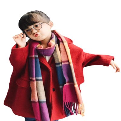 Jueshanzj Children's Imitated Cashmere Fabric Scarves Colorful Plaid One Size(63X13inch)