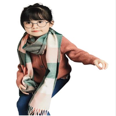 Jueshanzj Children's Imitated Cashmere Fabric Scarves Green Orange One Size(63X13inch)
