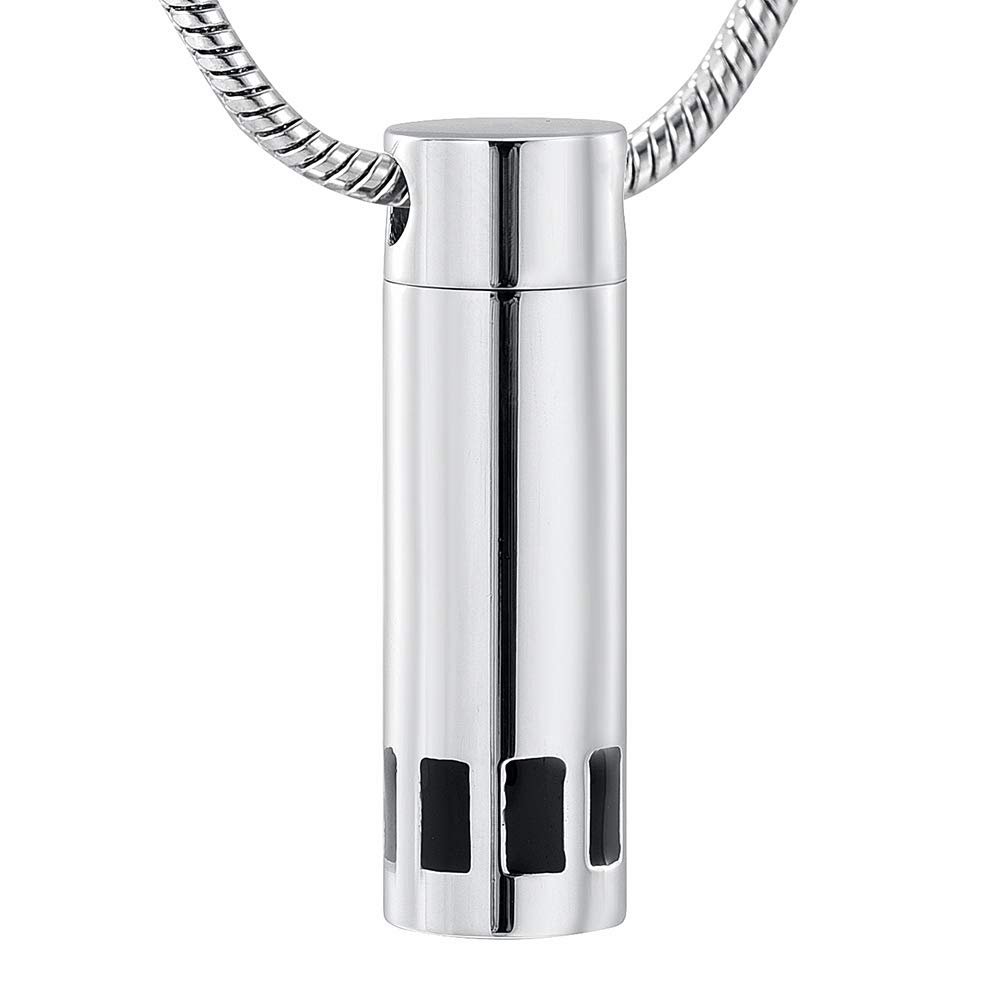 Ashes Necklace Sympathy Gifts  Cylinder Stainless Steel Cremation Urn Necklace Ashes Holder Keepsake Memorial Pendant Necklace for Women Men