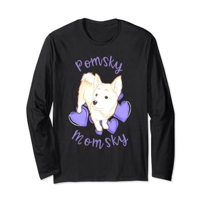 Cute Pomsky Momsky TShirt - Pomsky Mom Purple Hearts Shirt