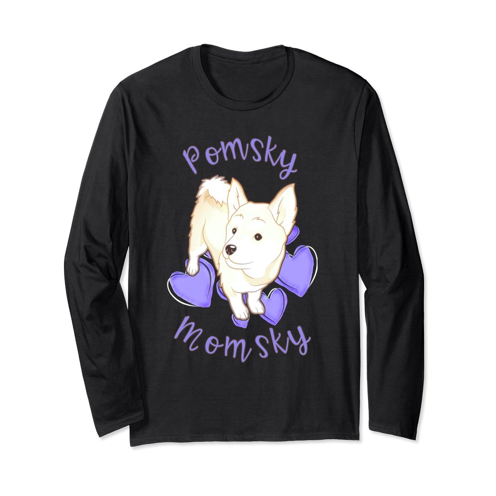 Cute Pomsky Momsky TShirt - Pomsky Mom Purple Hearts Shirt