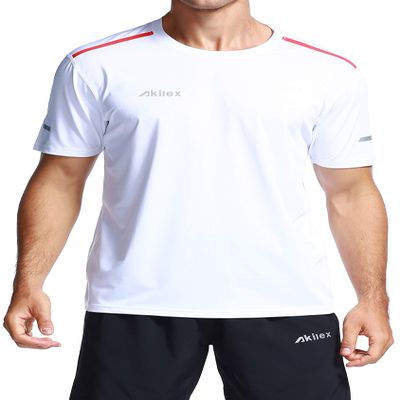 Akilex Mens Running Dry Fit T-Shirt Athletic Outdoor Short Sleeve Comfortable Sports Top