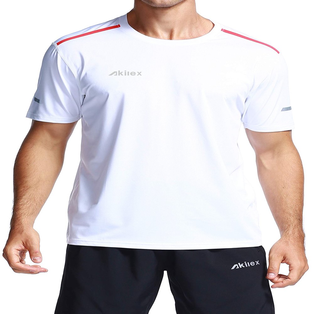 Akilex Mens Running Dry Fit T-Shirt Athletic Outdoor Short Sleeve Comfortable Sports Top