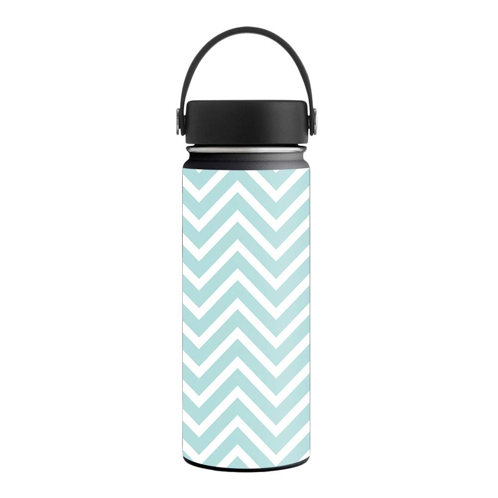 MightySkins Skin Compatible with Hydro Flask 18 oz. Wide Mouth - Aqua Chevron | Protective, Durable, and Unique Vinyl Decal wrap Cover | Easy to Apply, Remove, and Change Styles | Made in The USA