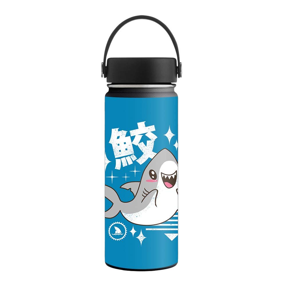 MightySkins Skin Compatible with Hydro Flask 18 oz. Wide Mouth - Shark Kawaii | Protective, Durable, and Unique Vinyl Decal wrap Cover | Easy to Apply, Remove, and Change Styles | Made in The USA