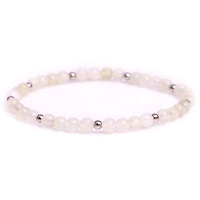 GEM-Inside Bracelets 4mm Natural Huashow Jade Gemstone Bead Elastic Power Crystal Bracelet Jewelry for Women Unisex 7"-7.5" Gift