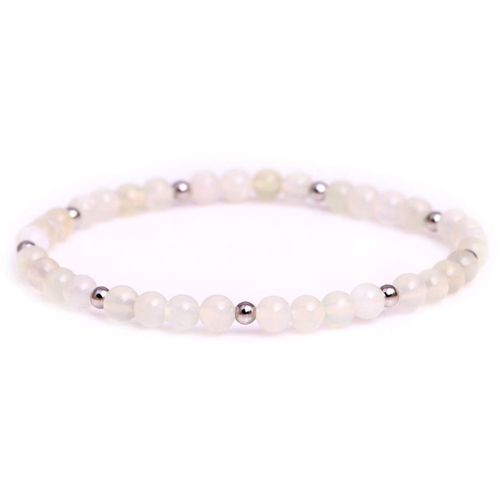 GEM-Inside Bracelets 4mm Natural Huashow Jade Gemstone Bead Elastic Power Crystal Bracelet Jewelry for Women Unisex 7"-7.5" Gift