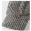 BIKMAN Men's Wool Knitted Fingerless Gloves Convertible Mitten with Lining (Light grey) view 3