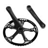 Dilwe Crankset Set, 45T 47T Single Speed Crank Set with 2 Cranks for Folding Bikes Mountain Road Cycling Parts and Spare Parts(45T-Black view 2