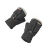 BIKMAN Men's Wool Knitted Fingerless Gloves Convertible Mitten with Lining (Dark grey) view 1
