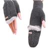 BIKMAN Men's Wool Knitted Fingerless Gloves Convertible Mitten with Lining (Dark grey) view 3