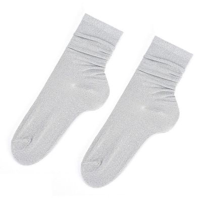 Bluelans Women Solid Color Casual Socks Glitter Shiny Autumn Winter Socks Ladies Crew Socks Gift
