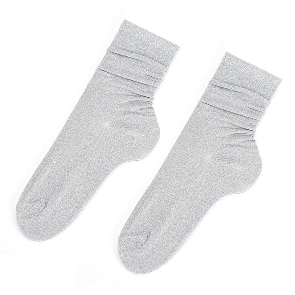 Bluelans Women Solid Color Casual Socks Glitter Shiny Autumn Winter Socks Ladies Crew Socks Gift