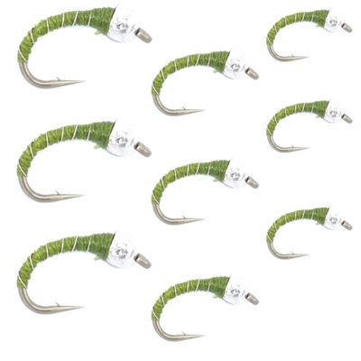 Olive Zebra Midge Assortment - The Fly Fishing Place - Silver Bead Head - 3 Each of 3 Sizes 14, 16, 18 - Tailwater Fly Fishing Flies Collection