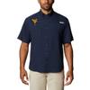 Columbia NCAA West Virginia Mountaineers Men's Tamiami Short Sleeve Shirt, Medium, WV - Navy view 1