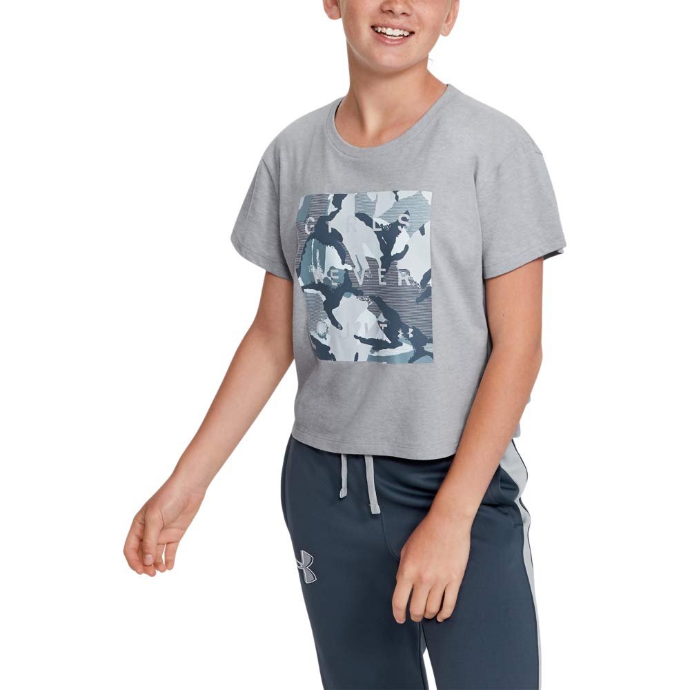 Under Armour Girls' UA Rival Print Fill Short Sleeve Youth X-Small Gray