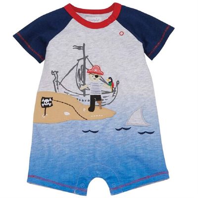 Mud Pie Baby Boy's Pirate Shortall (Infant) Blue 6-9 Months (Infant)