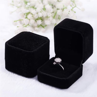 2 Pack Velvet Ring Boxes, Earring Pendant Jewelry Case, Ring Earrings Gift Boxes, Jewellry Display (Black, Ring Box)