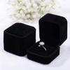 2 Pack Velvet Ring Boxes, Earring Pendant Jewelry Case, Ring Earrings Gift Boxes, Jewellry Display (Black, Ring Box) view 1