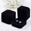 2 Pack Velvet Ring Boxes, Earring Pendant Jewelry Case, Ring Earrings Gift Boxes, Jewellry Display (Black, Ring Box) view 3