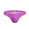 Men's Sexy Lace Thong Briefs Underwear Low Rise See Through PU0105 (Purple Briefs, M) view 1