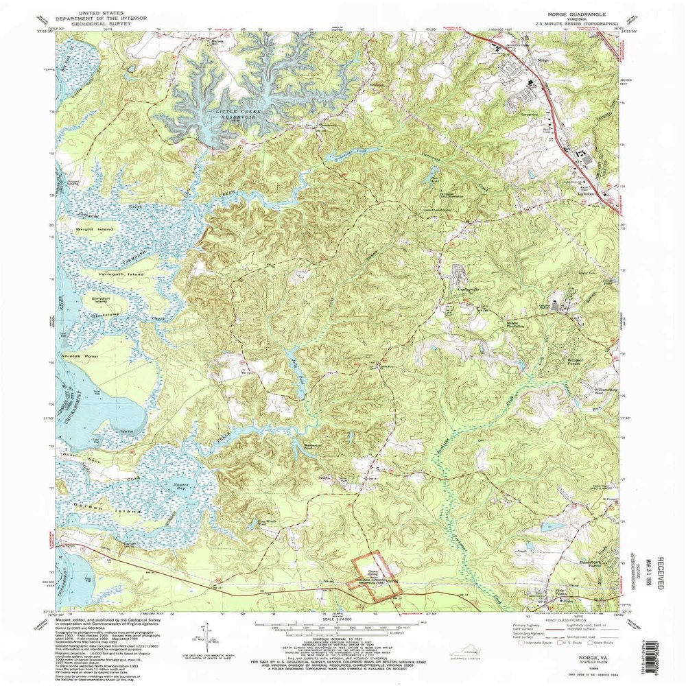 YellowMaps Norge VA topo map, 1:24000 Scale, 7.5 X 7.5 Minute, Historical, 1984, Updated 1989, 26.9 x 22.1 in - Polypropylene