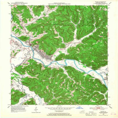 YellowMaps Irvine KY topo map, 1:24000 Scale, 7.5 X 7.5 Minute, Historical, 1952, Updated 1968, 26.9 x 22 in - Tyvek