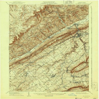 Bellefonte PA topo map, 1:62500 Scale, 15 X 15 Minute, Historical, 1909, Updated 1943, 19.9 x 16.5 in - Polypropylene
