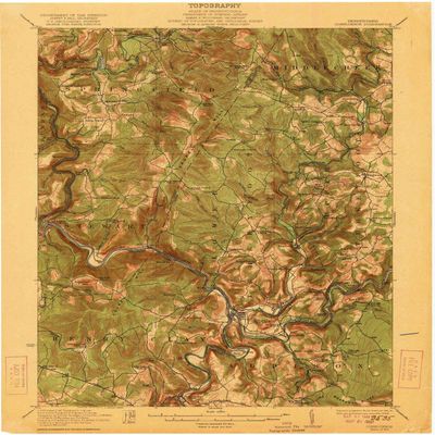 YellowMaps Confluence PA topo map, 1:62500 Scale, 15 X 15 Minute, Historical, 1922, Updated 1922, 20.1 x 16.5 in - Polypropylene