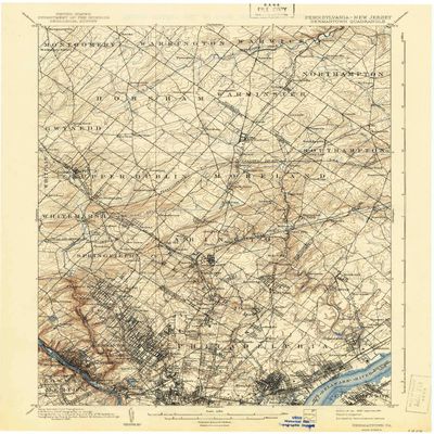 YellowMaps Germantown PA topo map, 1:62500 Scale, 15 X 15 Minute, Historical, 1899, Updated 1941, 19.9 x 16.5 in - Polypropylene