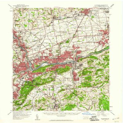 YellowMaps Allentown PA topo map, 1:62500 Scale, 15 X 15 Minute, Historical, 1957, Updated 1960, 21 x 17.1 in - Tyvek