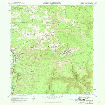 YellowMaps Blandburg PA topo map, 1:24000 Scale, 7.5 X 7.5 Minute, Historical, 1963, Updated 1973, 26.9 x 22.1 in - Polypropylene