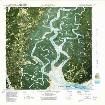 YellowMaps Brunswick East GA topo map, 1:24000 Scale, 7.5 X 7.5 Minute, Historical, 1979, Updated 1980, 29 x 24 in - Tyvek