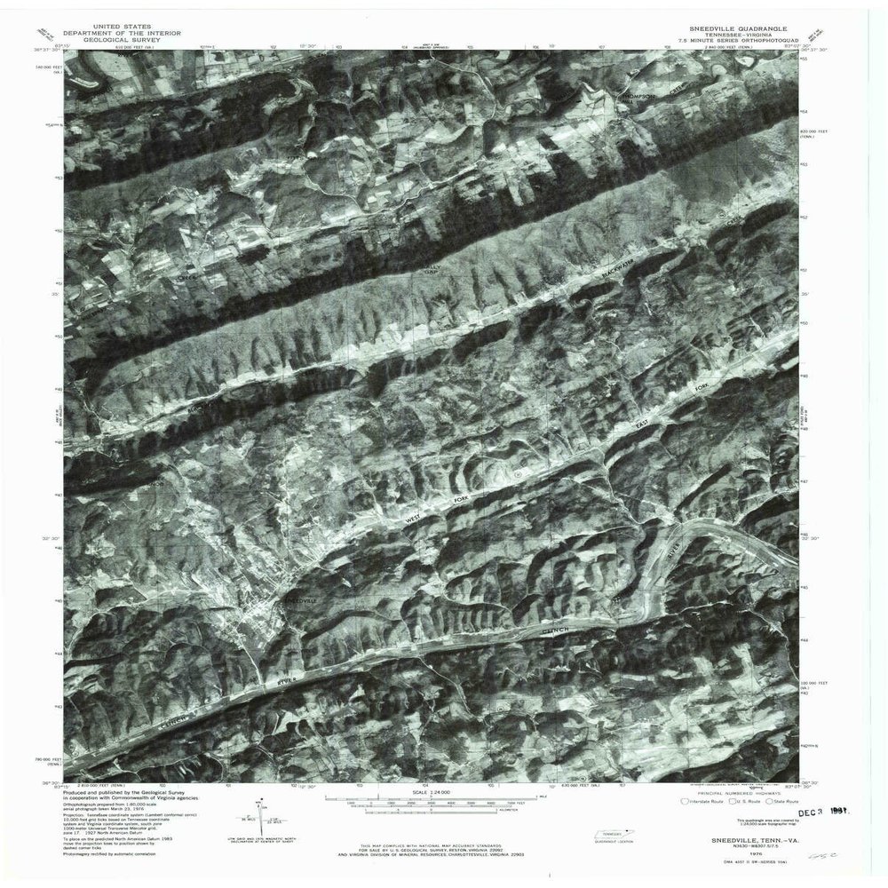 YellowMaps Sneedville TN topo map, 1:24000 Scale, 7.5 X 7.5 Minute, Historical, 1976, Updated 1981, 27.4 x 22 in - Polypropylene
