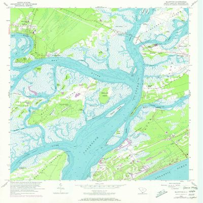 YellowMaps Bluffton SC topo map, 1:24000 Scale, 7.5 X 7.5 Minute, Historical, 1956, Updated 1972, 26.9 x 22 in - Polypropylene
